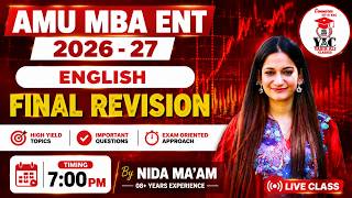 English Final Revision | AMU MBA Entrance 2026-27 |  with Nida Ma’am | LIVE#amu #mba