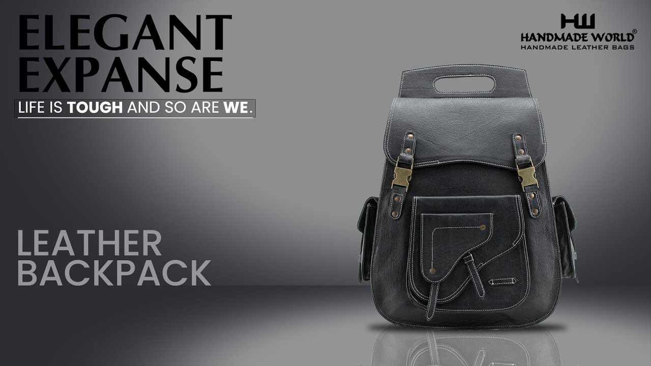 Elegant Expanse Black Leather Backpack Shoulder Bag By 