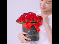 Round Box Rose Bouquet - red-