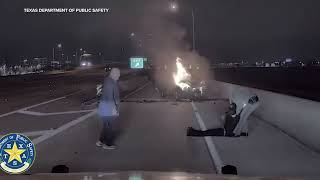 Texas trooper saves man from burning car, bodycam video shows