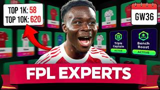 FPL GW36 EXPERTS TEAM ✅ BEST GAMEWEEK 36 TEAM 💥