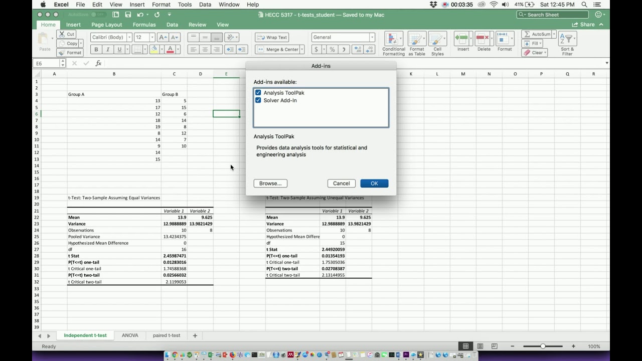 data analysis tool in excel 2016