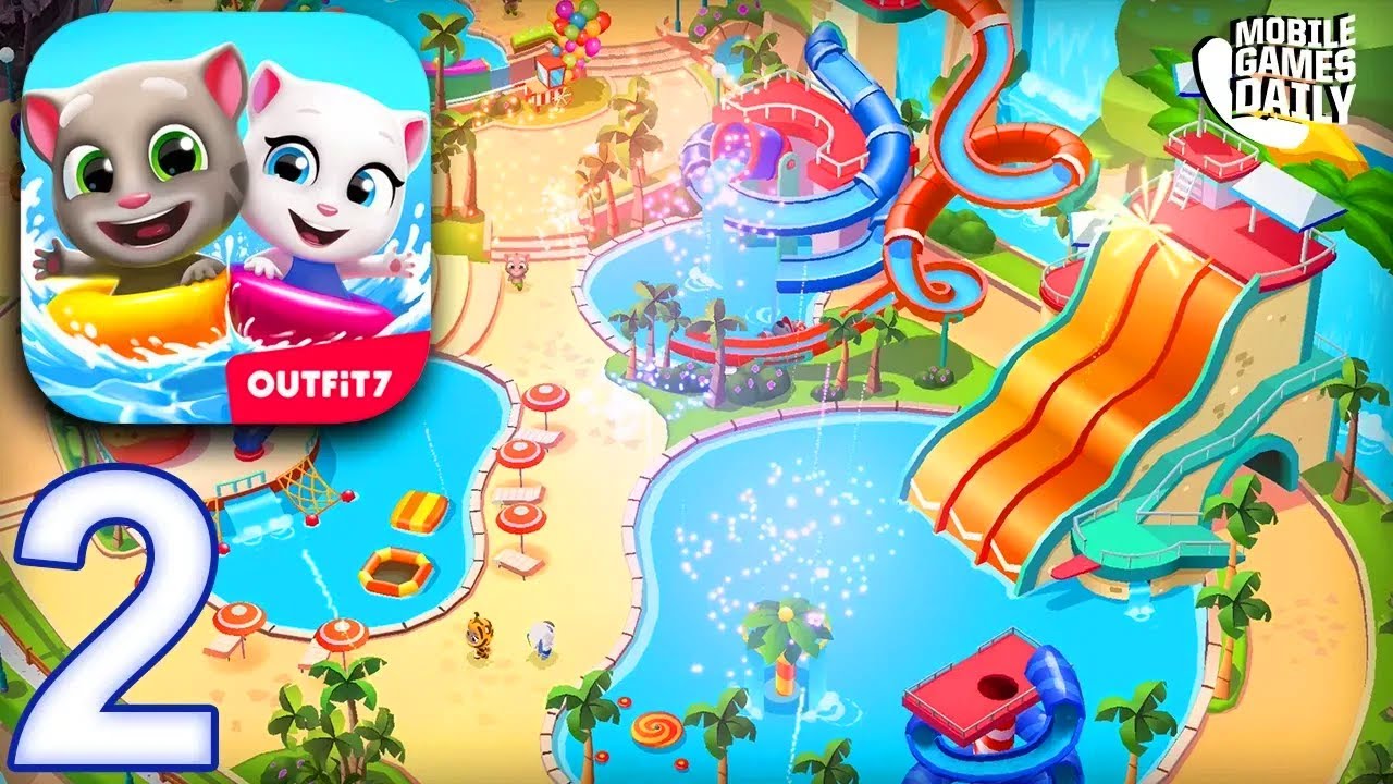 TALKING TOM POOL Gameplay Walkthrough Part 2 - Slide Mania (iOS Android)