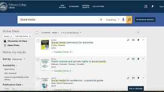 Searching for eBooks and Physical books in FC Library's new OneSearch