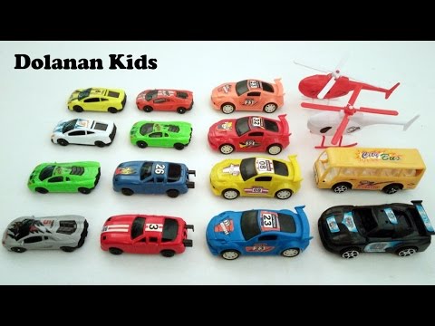 Mainan anak Mobil, Bus, Helikopter, Mobil Polisi Warna 