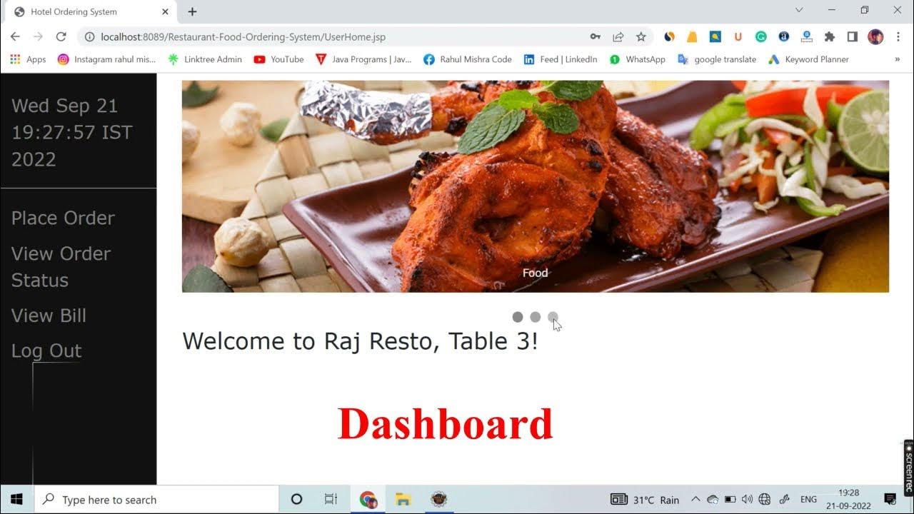 Restaurant Food Ordering System Project In Java - YouTube