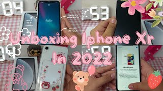 unboxing iphone XR (WHITE) with 128gb in 2022 + cases🌿🌸
