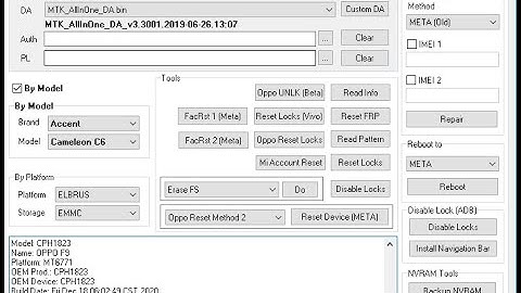 Remove Screen pin ​​code ​OPPO F9​​​​ CPH1823​​ Via Ultimate Multi Tool - MTK v3.8 new Update 2021