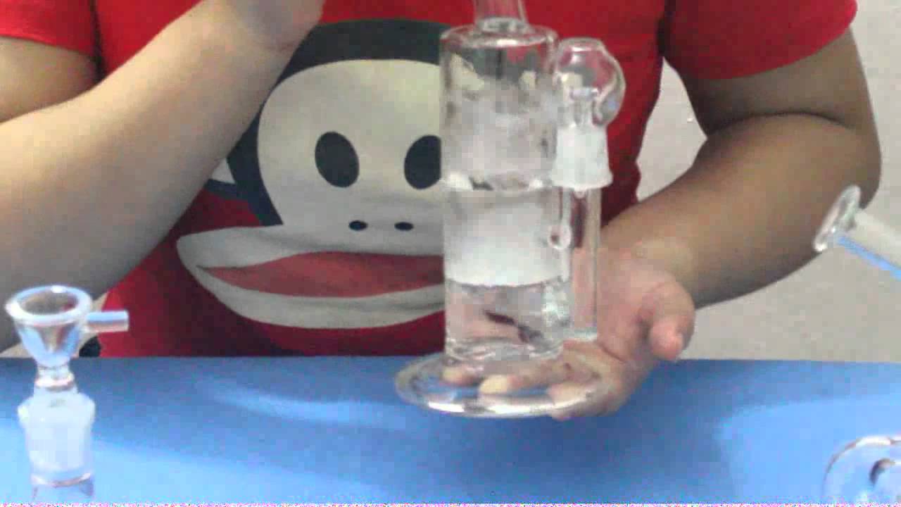 Double Perc Fritted and whirl disc Glass bong
