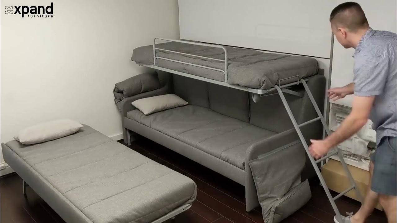Italian Sofa Bunk Bed With 3 Hidden Single Beds - Youtube