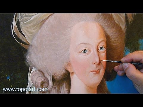 Art Reproduction (Vigee Le Brun - Marie Antoinette with a Rose) Hand-Painted Step by Step