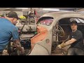 Cutting the frame to fit the big block ford 