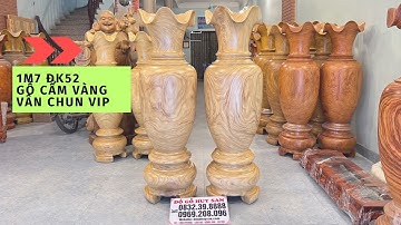 Lộc Bình Gỗ Cẩm Vàng 1m7 Đk52 Liền Khối Chọn Vân Cực Đẹp | Đồ Gỗ Huy San