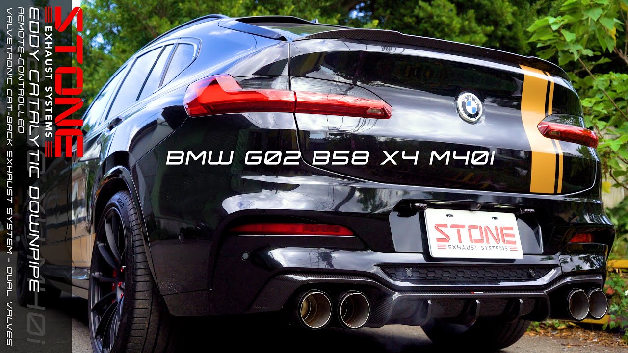 BMW G02 B58 X4 M40i / Stone Turbo-back / X4 M rear diffuser - YouTube