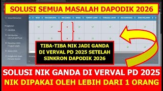 SOLUSI NIK GANDA DI VERVAL PD 2025 DAPODIK 2026 NIK DIPAKAI OLEH LEBIH DARI 1 ORANG