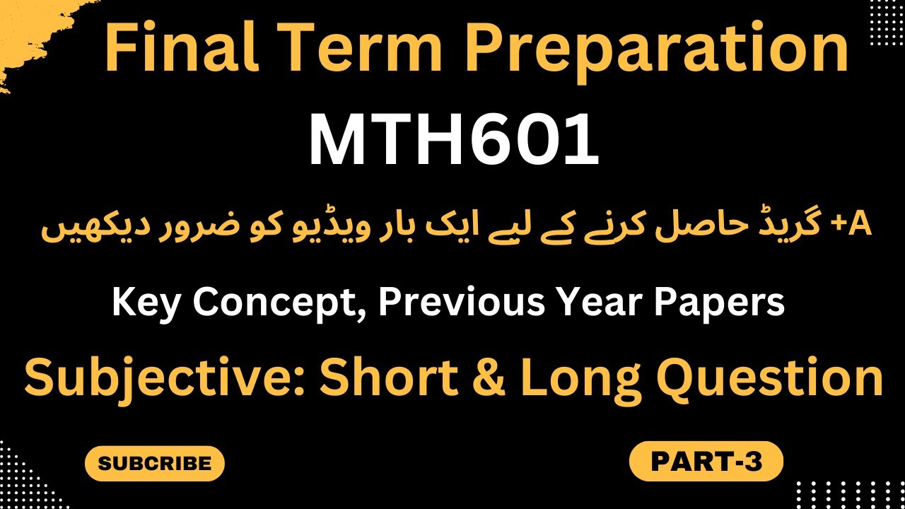 Mth601 Final term Most Important Question Part-3 Spring 2024|%100 mth601 final (Operation Research)