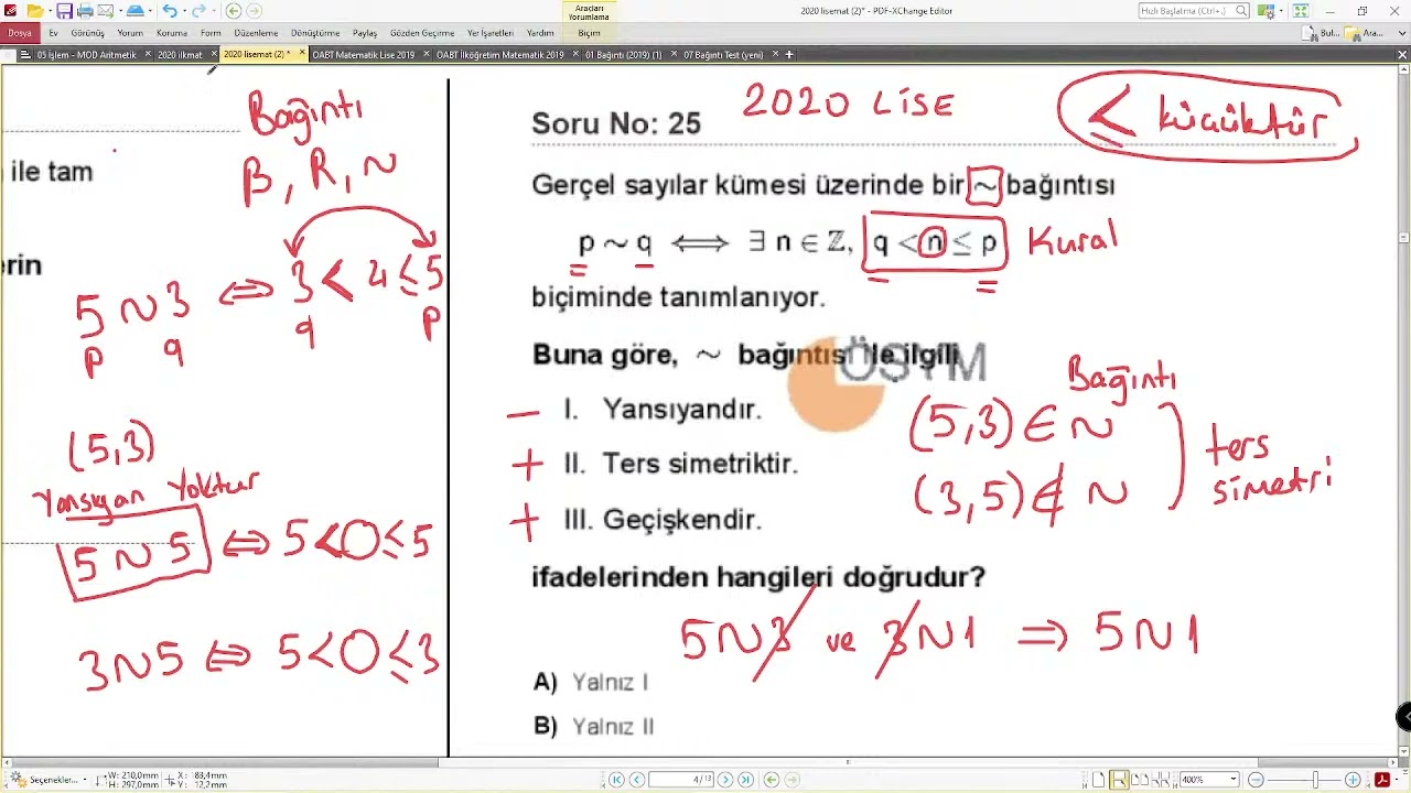 02 Soyut Matematik bölüm 2  Bağıntı En Anlaşılır Soru Çözümü ve İşlem Konusu