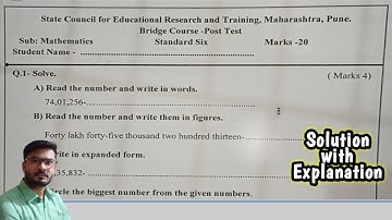 Class 6 mathematics bridge course post test solution with answers explanation