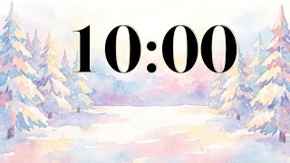 10 Minute Winter Nature Focus Timer ❄️ Calm Forest Snow, Peaceful Piano & Acoustic Guitar Music