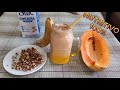 Licuado, avena, plátano, papaya y nuez (100% Nutritivo)