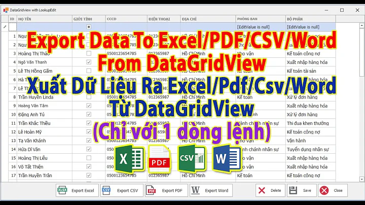 Export Data to Excel/Pdf/Word/Csv from DataGridView | Xuất dữ liệu ra Excel/Pdf/Word | KhoaiCodeTV