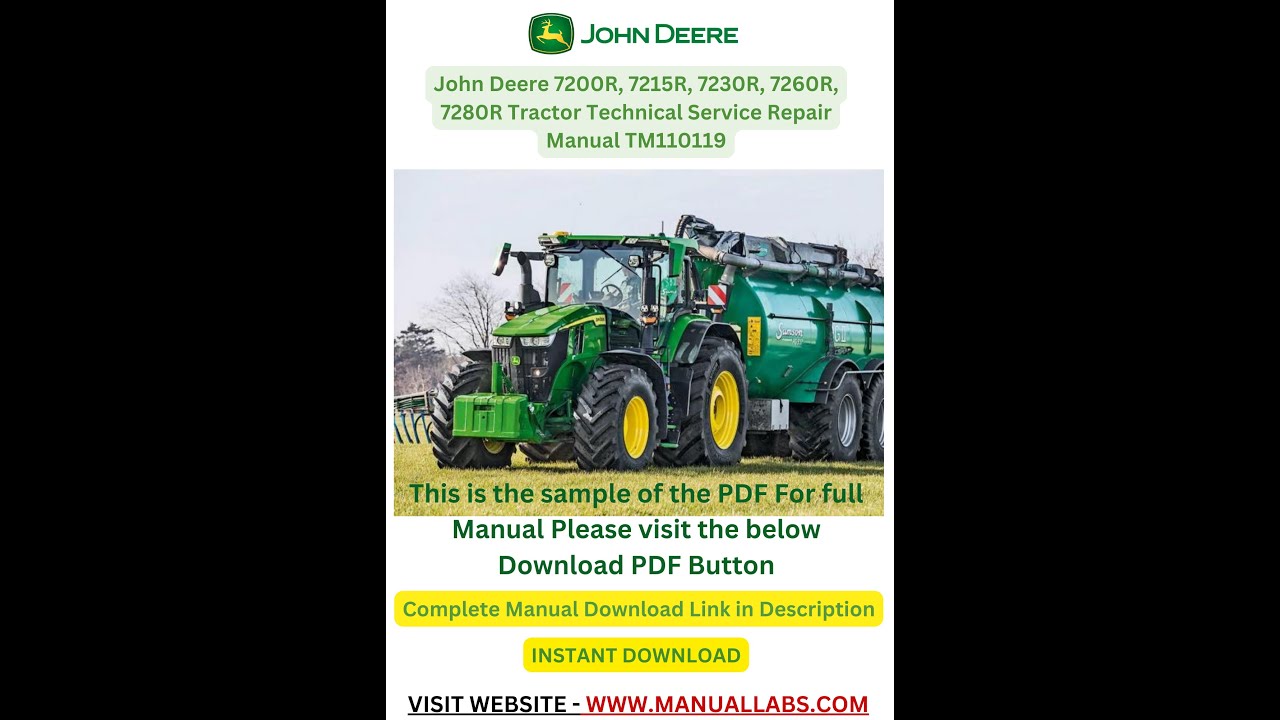 JD 7200R 7215R 7230R 7260R 7280R Tractor Manual TM110119