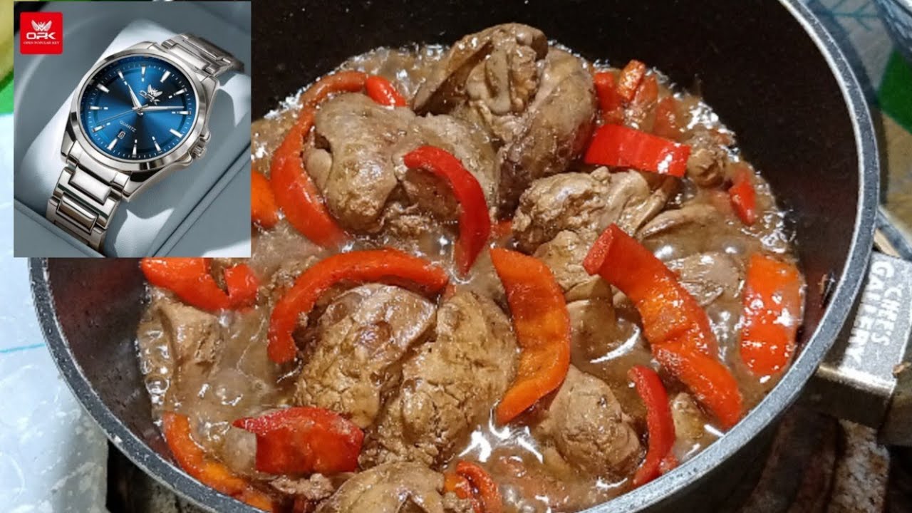 COOKING CHICKEN LIVER WITH BELL PEPPERS | MEN WATCH  UNBOXING| #cooking #unboxing