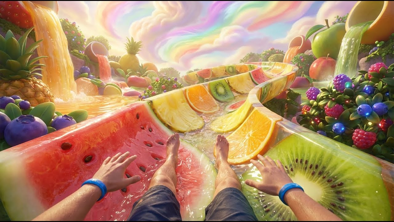 Which Waterslide would you like to ride? 🛝Super-Satisfying ASMR Magical Waterslides🍓🥝🍉🫐🍒🍇🍊🍋🥒🥭🥑🥥