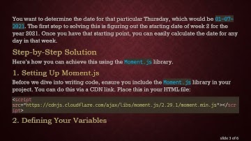 How to Get the Date of a Weekday Given the Week and Year Using Moment.js