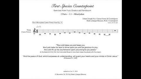 1:1 Mixolydian Species Counterpoint in G Just Intonation