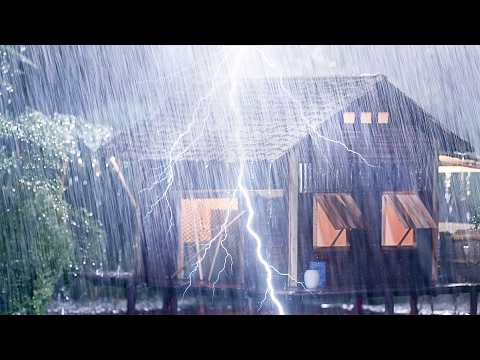 Sound of Heavy Rain on a Tin Roof for Deep Sleep ⚡ Rain and Thunder for Sleep