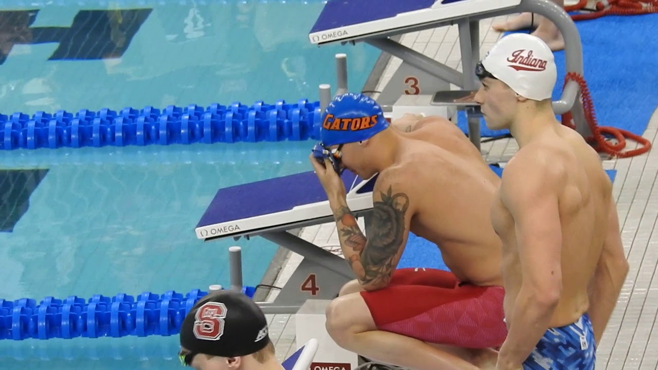 ⁣College Athletes take on the 100 Freestyle Race