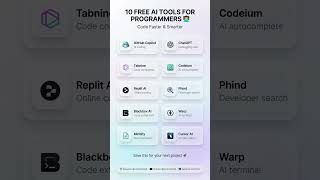 10 FREE AI Tools Every Programmer Needs 👨💻 #programming #developer #coding #shorts #youtubeshorts