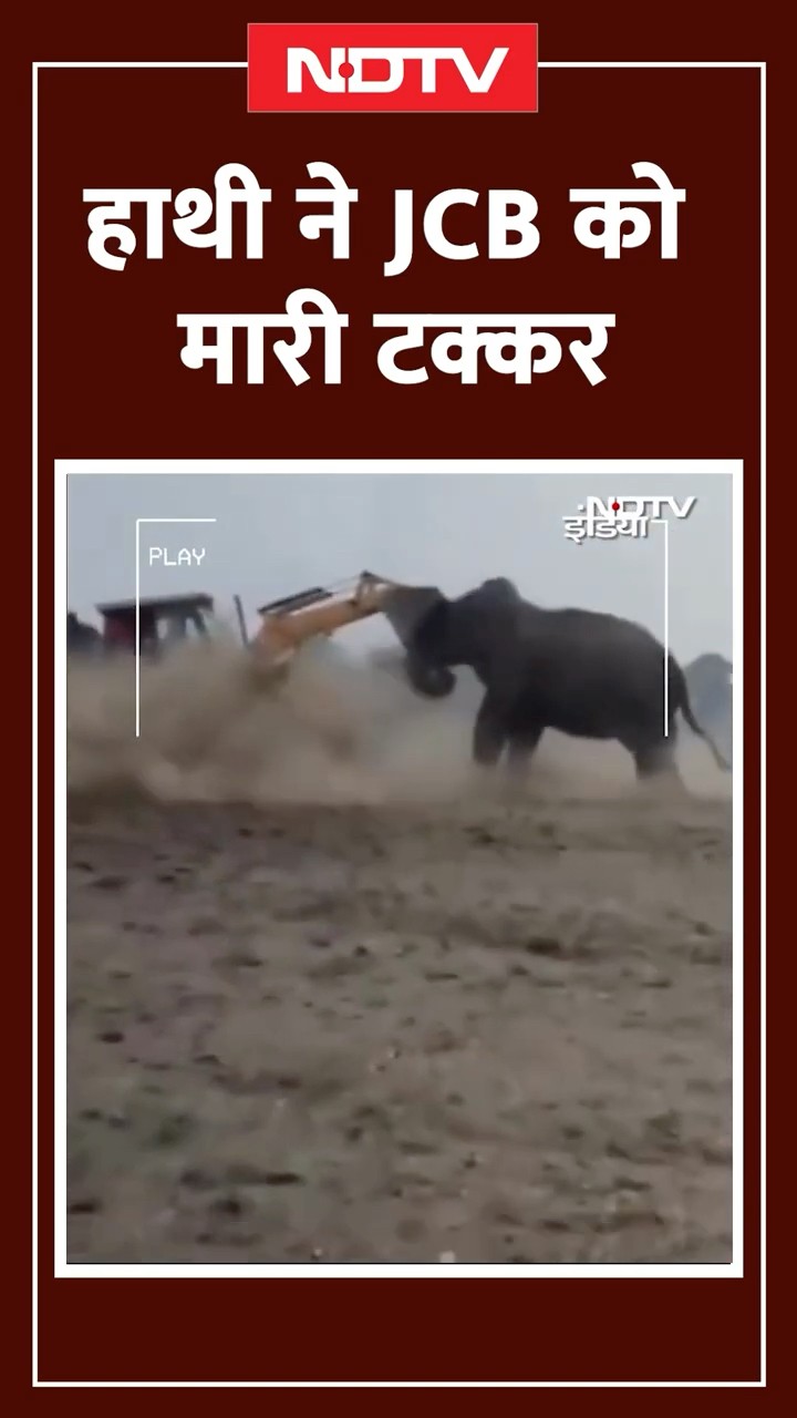 हाथी ने JCB को मारी टक्कर, सोशल मीडिया पर Video Viral | SHORTS | Elephant Video | SHORTS