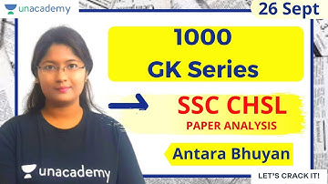 1000 GK Series for SSC CHSL | 27 Sept, 2020 | Unacademy Live - SSC Exams | Antara Bhuyan