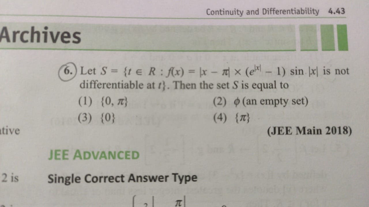 JEE MAINS 2018 , QUESTION OF DIFFERENTIABILITY - YouTube