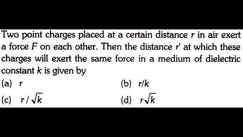 Two point charges placed at a certain distance r in air exert a force F on each other. Then the