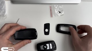 BMW 5 Series carbon fibre Car Key Fob cover from Temu