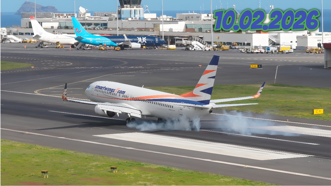 Madeira Airport Landings and Takeoffs 10.02.2026