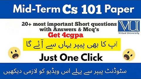 CS101 Virtual University Midterm Guide 2025 🔥 | Pass Your Exams with Full Preparation!