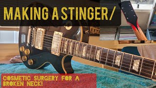 MAKING A STINGER on a broken Les Paul! Headstock restoration!