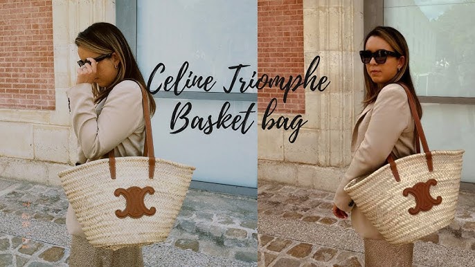 SUPPLE SMALL TRIOMPHE CELINE CLASSIC PANIER IN RAFFIA AND CALFSKIN