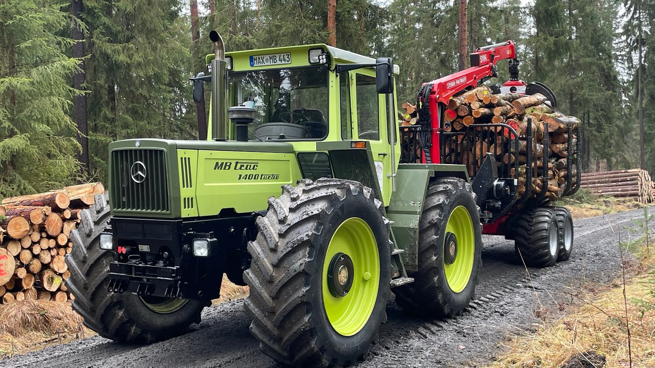 MB trac 1400 turbo am Brennholz fahren