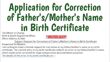 Application Letter for Correction of Father