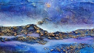 Acrylic techniques / Acryltechniken: Little blue landscape /Kleine blaue Landschaft