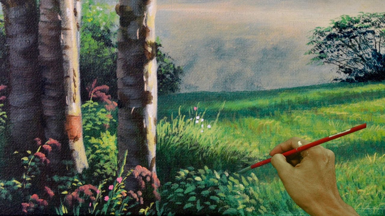 How to Paint Realistic Details on Bushes and Grasses in Acrylics