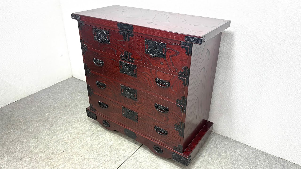☆ 飛鳥民芸家具 欅箪笥 和箪笥 時代箪笥 車箪笥 5杯 工芸家具 伝統