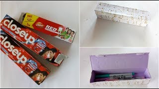 Toothpaste Box Craft Pencil Case Using Toothpaste Cover Recycled Craft