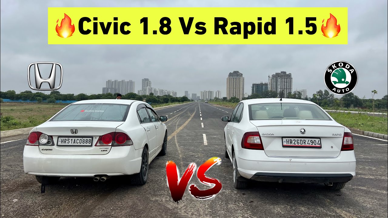 DragRace : Skoda Rapid 1.5 Vs Honda Civic 1.8 😵🔥