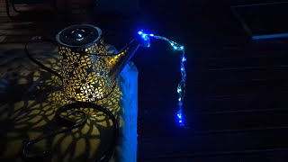 Unboxing:Solar Watering Can Lights, Multicolor String Lights Metal Waterproof Garden Hanging Lantern